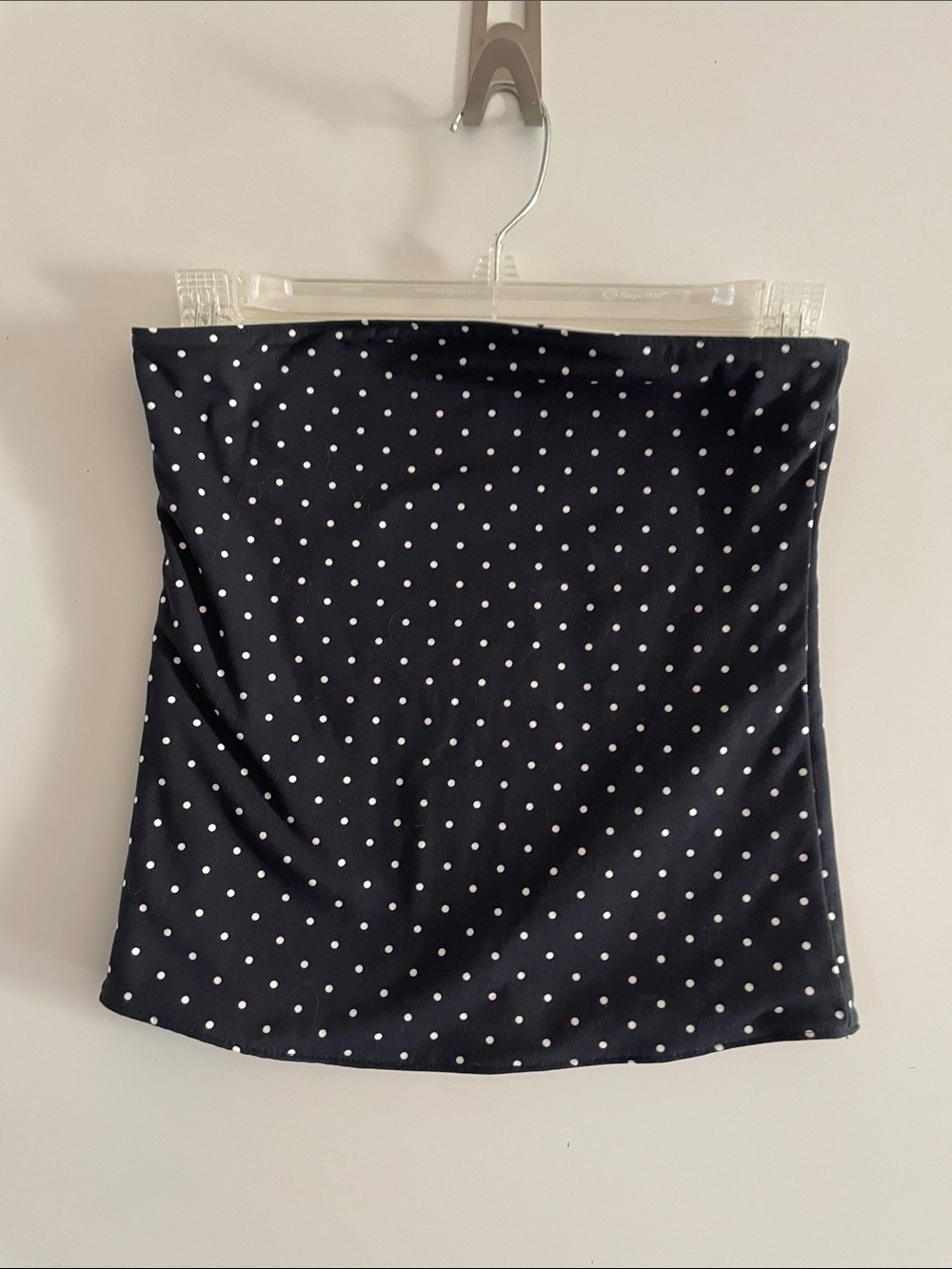 Reversible Polka Dot Cropped Tube Top Black/White Double paneled Fabric